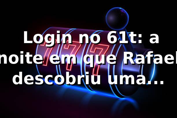 🎰 Login no 61t: a noite em que Rafael descobriu uma plataforma 61t sem complicação
